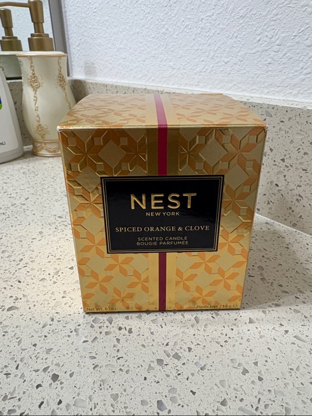 NEST Spiced Orange & Clove Candle in Gold and Pink Decorative Box